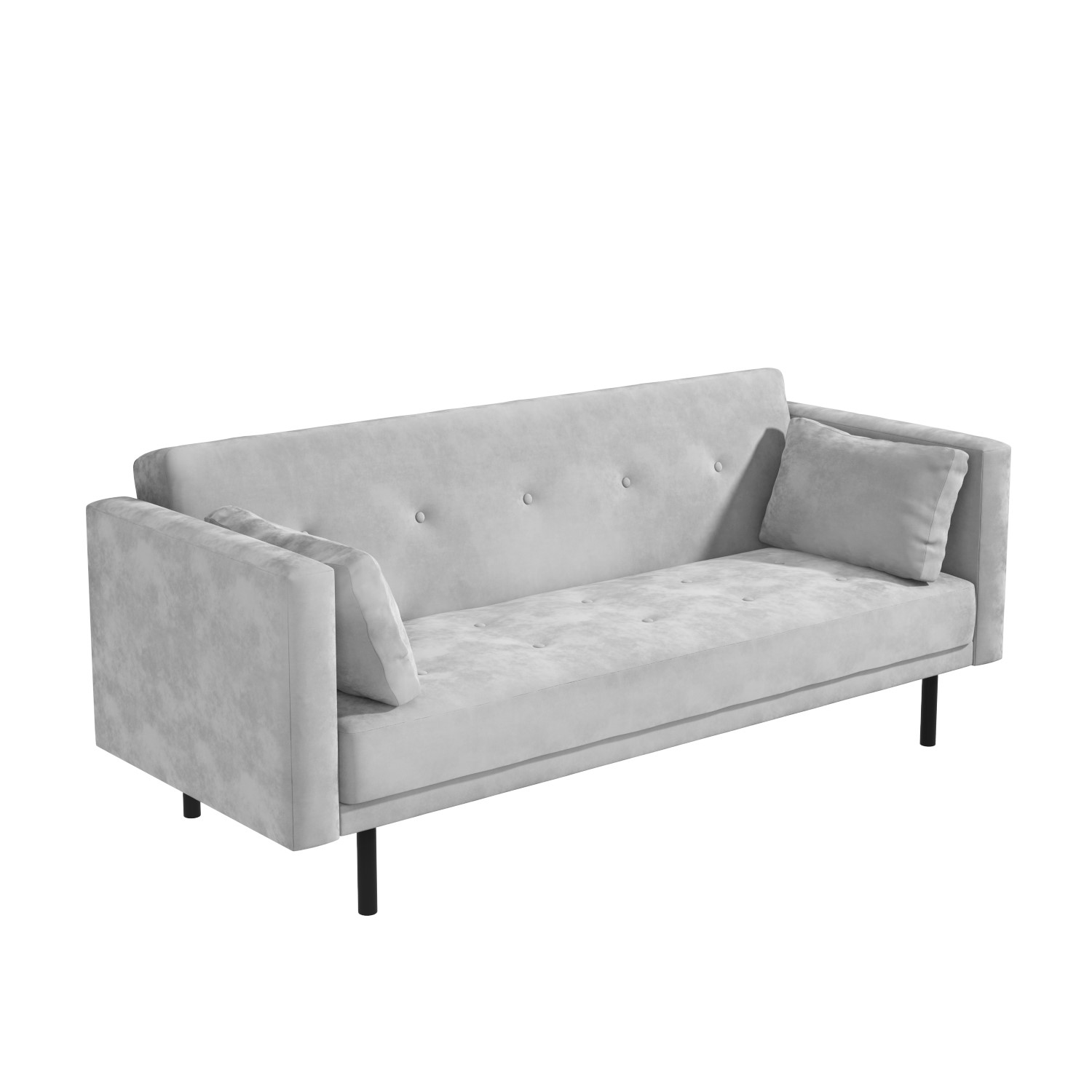 Grey 3 Seater Velvet Sofa Bed with Cushions Rory Furniture123