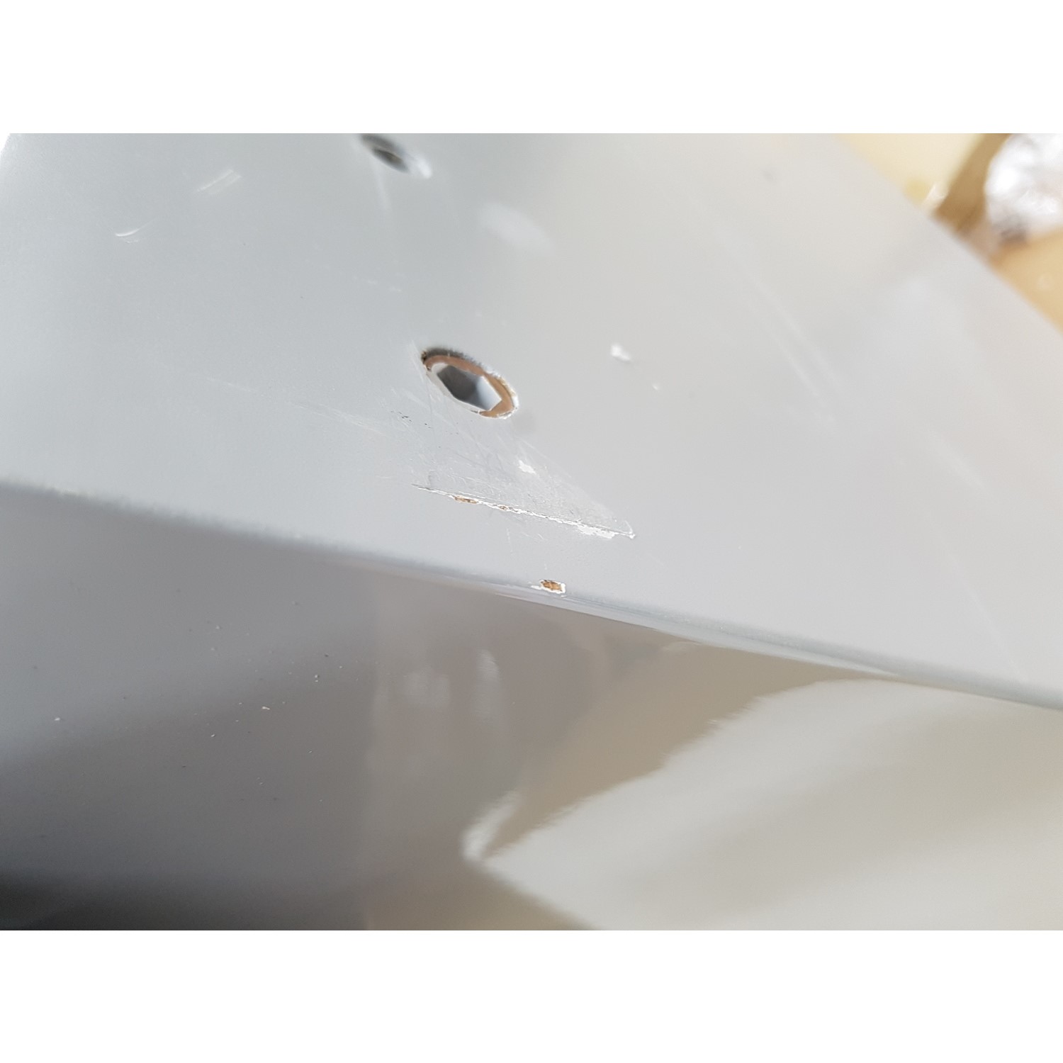 GRADE A2 Grey Gloss Office Desk with Drawer Roxy Furniture123