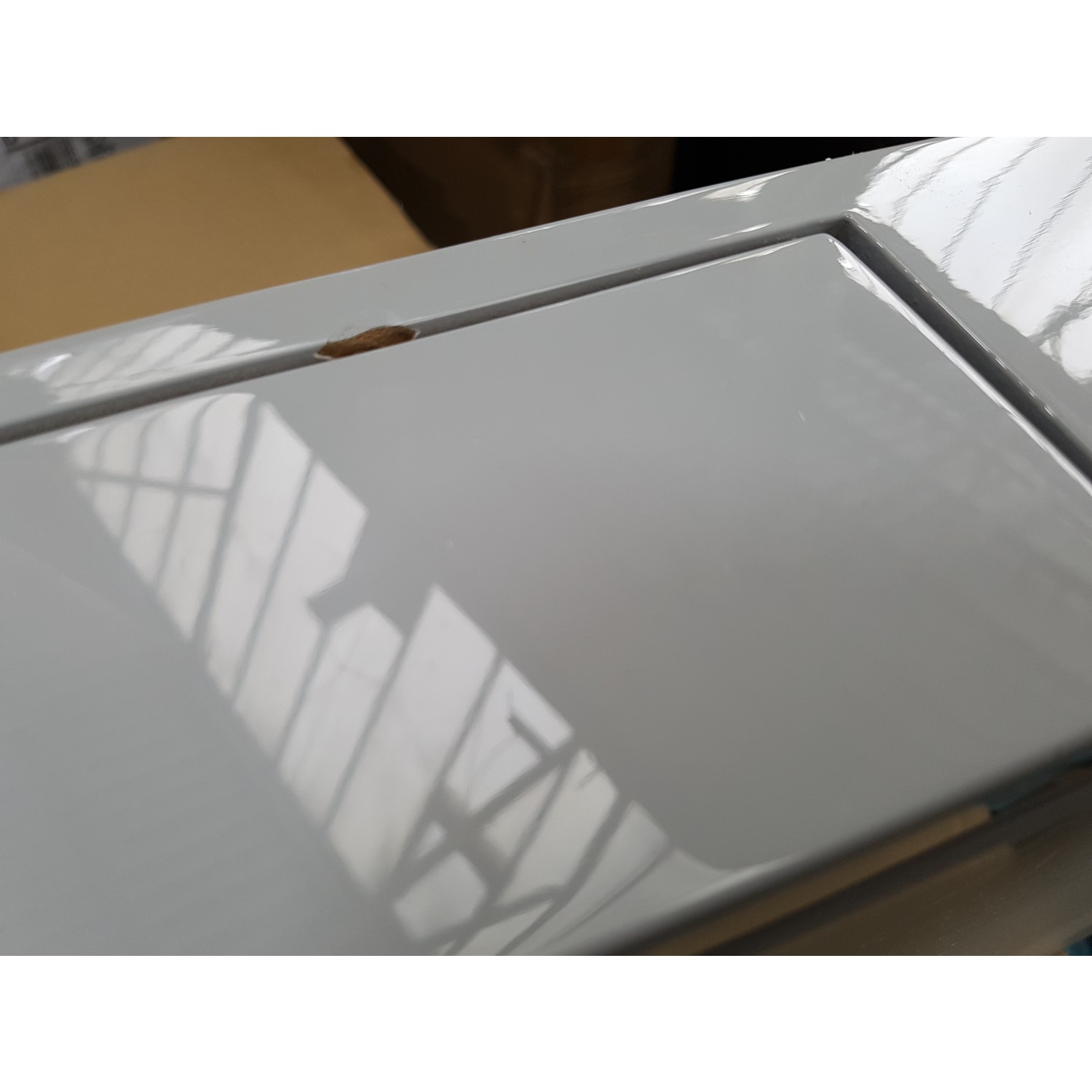 GRADE A2 Grey Gloss Office Desk with Drawer Roxy Furniture123