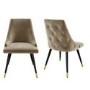 Refurbished Maddy Beige Pair of Dining Chairs with Black Legs and Gold Tips