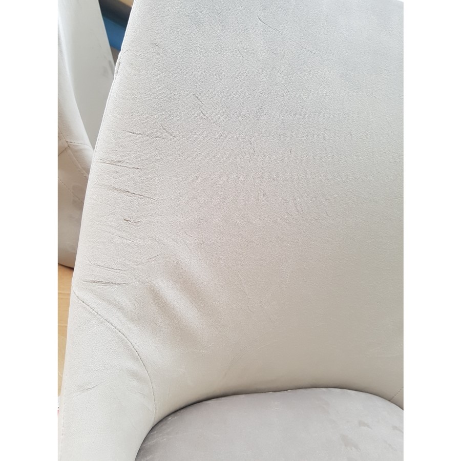 GRADE A2 - Pair of Beige Velvet Dining Chairs with Button Back & Black Legs - Maddy