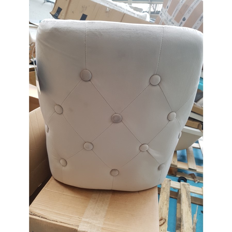 GRADE A2 - Pair of Beige Velvet Dining Chairs with Button Back & Black Legs - Maddy