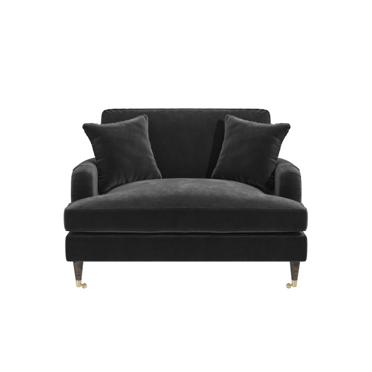 Dark Grey Velvet Love Seat - Payton