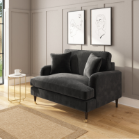 GRADE A2 - Payton Charcoal Grey Velvet Loveseat