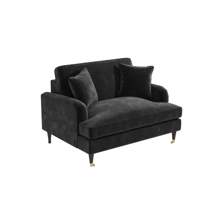 Dark Grey Velvet Love Seat - Payton