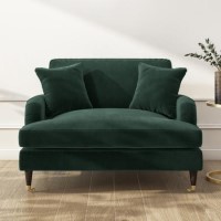 GRADE A2 - Dark Green Velvet Loveseat - Payton