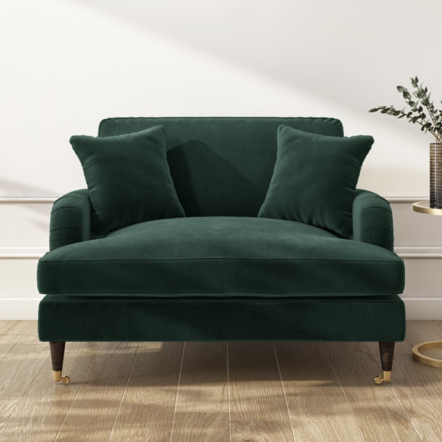 ONLY OPENED - Dark Green Velvet Loveseat - Payton