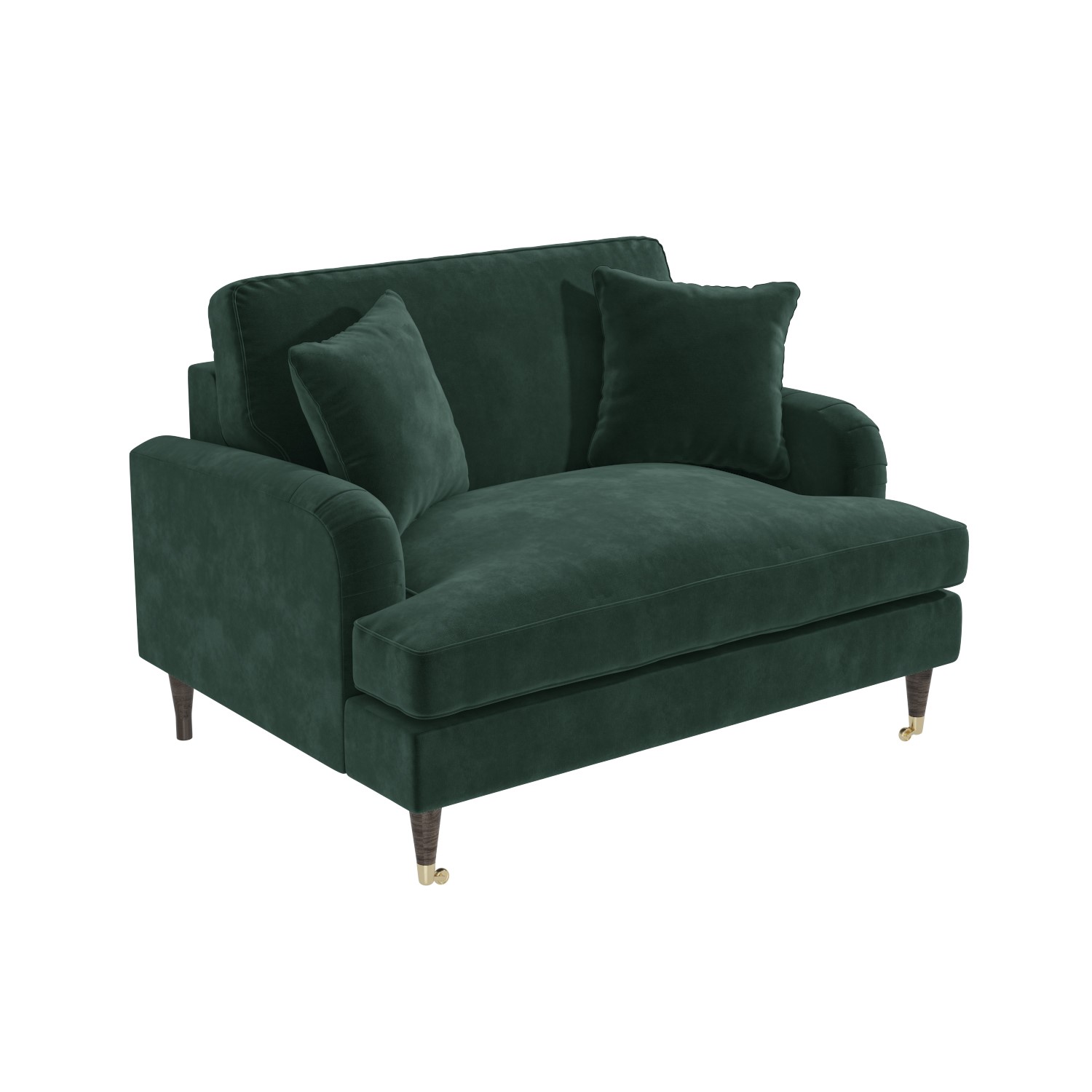 green velvet love chair