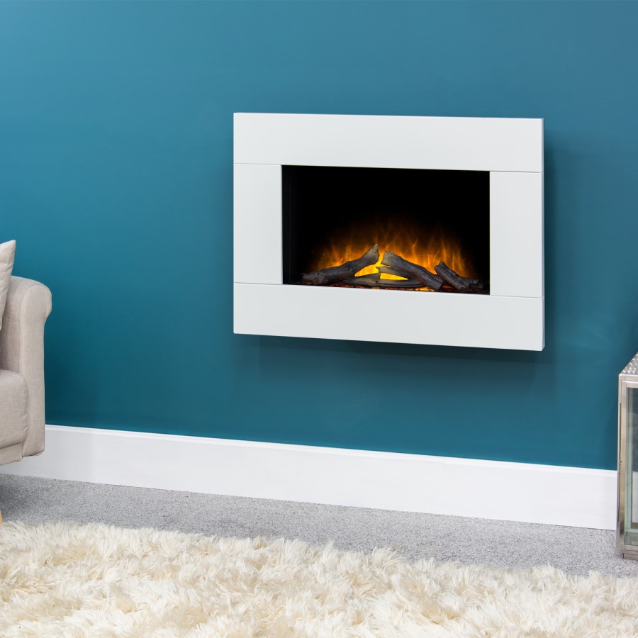 Adam Electric Wall Mounted Fire in Pure White - Carina Range
