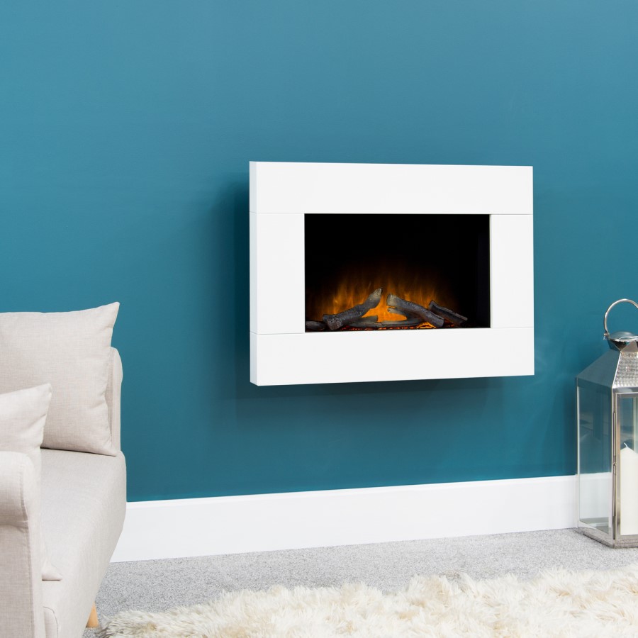 Adam Electric Wall Mounted Fire in Pure White - Carina Range