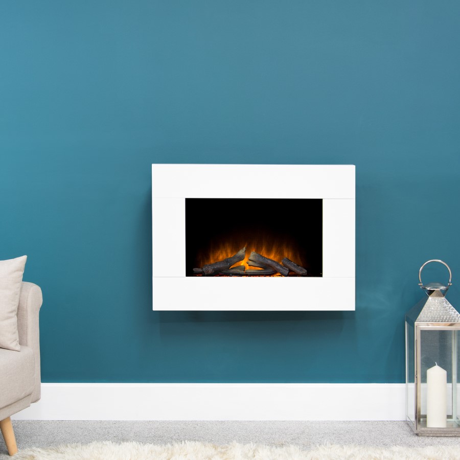 Adam Electric Wall Mounted Fire in Pure White - Carina Range