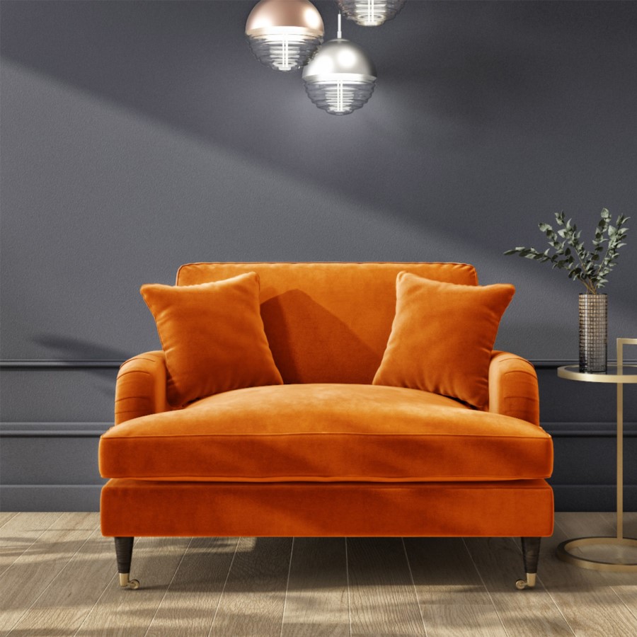 GRADE A2 - Opulence Orange Velvet Loveseat - Payton