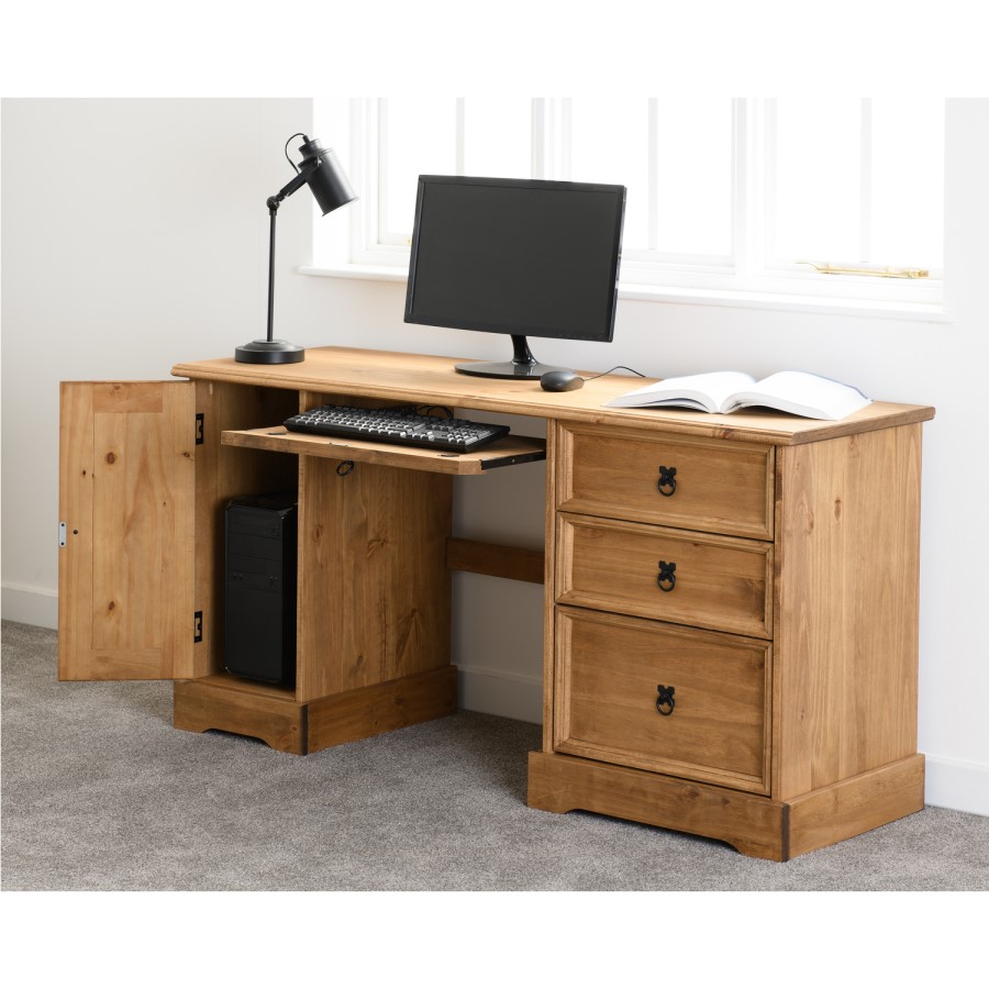 Pine Desk with Storage - Corona - Seconique