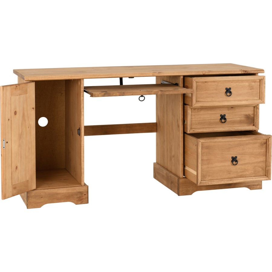 Pine Desk with Storage - Corona - Seconique