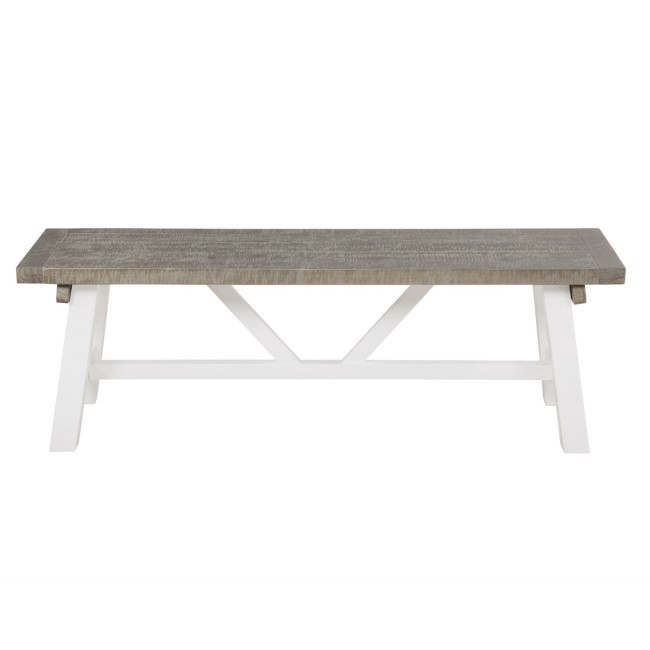 GRADE A1 - Wood Dining Bench in White & Grey Wash - Fawsley
