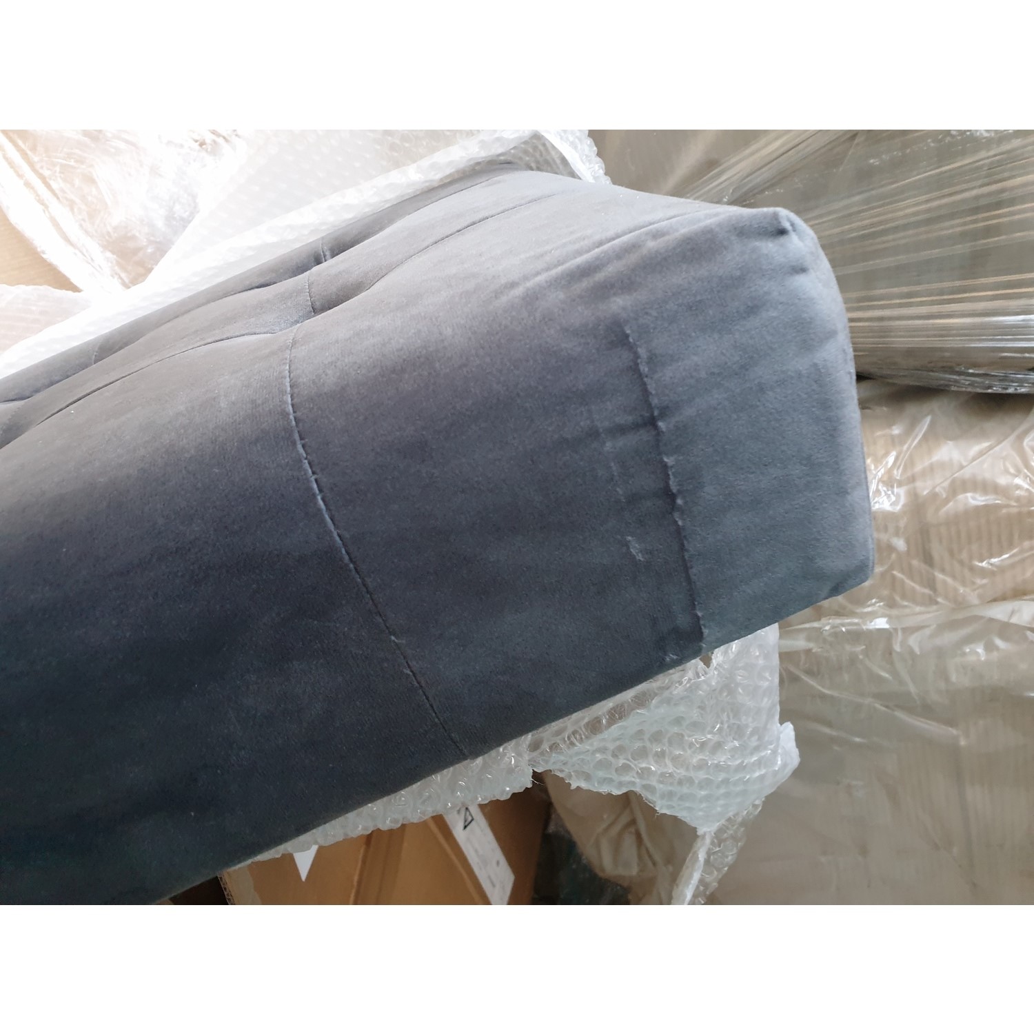 GRADE A2 Dark Grey Velvet Dining Bench with Chrome Legs Jade