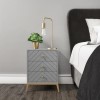 Ezra Chevron 3 Drawer Bedside Table in Pale Grey