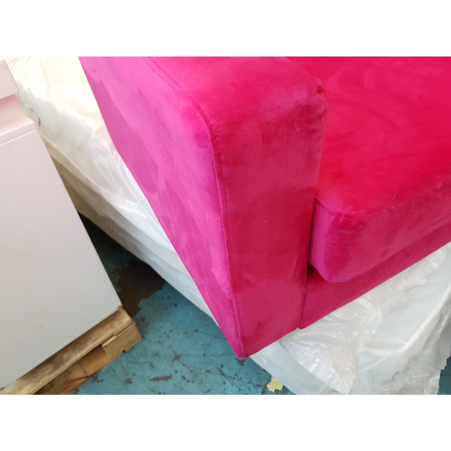 GRADE A2 - Hot Pink Velvet Armchair with Button Detail - Cole