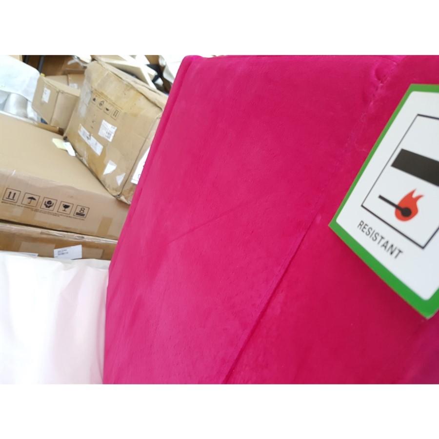 GRADE A2 - Hot Pink Velvet Armchair with Button Detail - Cole