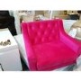 GRADE A2 - Hot Pink Velvet Armchair with Button Detail - Cole