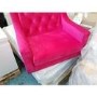 GRADE A2 - Hot Pink Velvet Armchair with Button Detail - Cole
