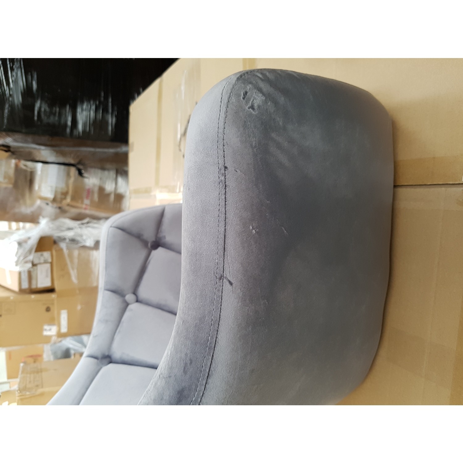 GRADE A2 Grey Velvet Office Swivel Chair with Button Back Marley