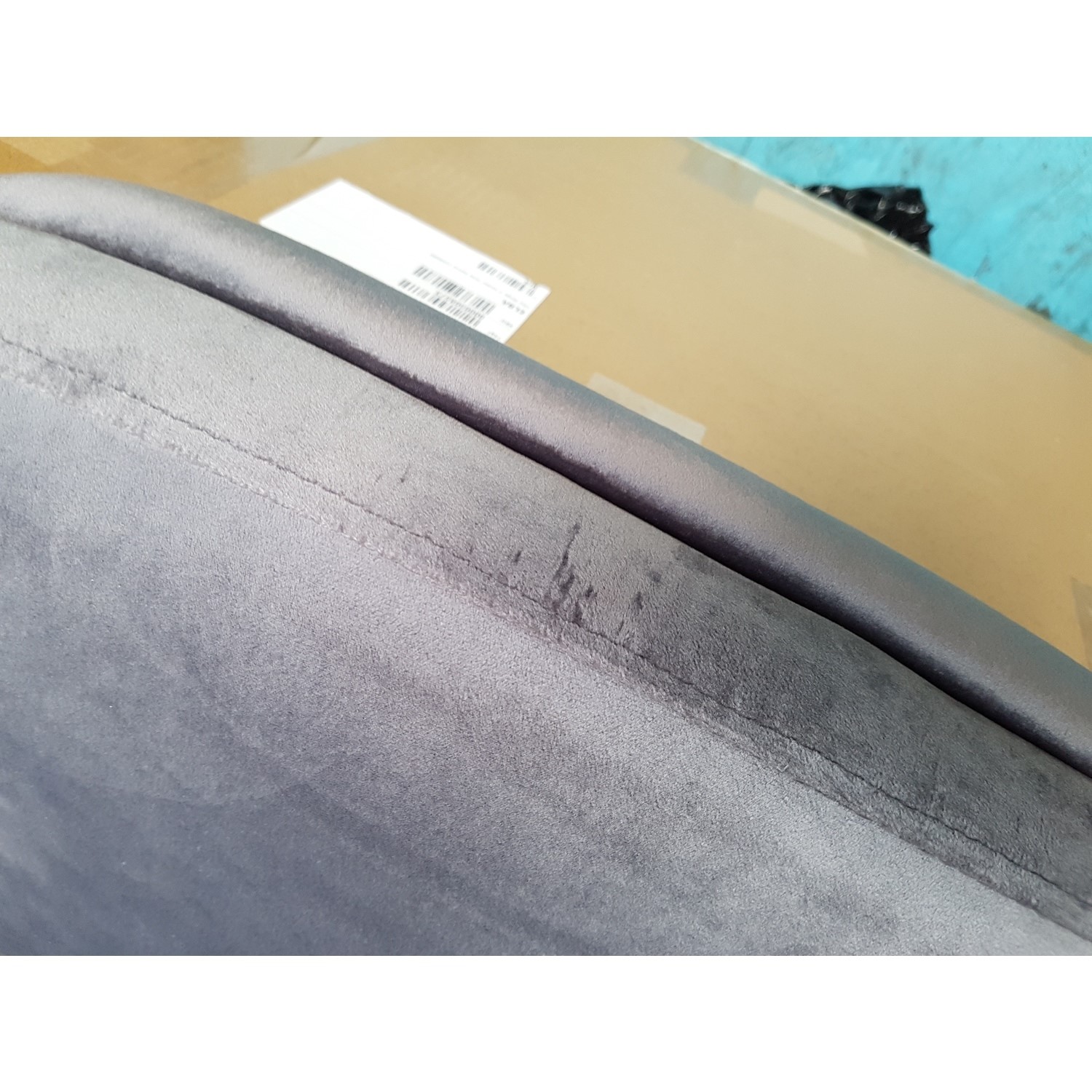 GRADE A2 Grey Velvet Office Swivel Chair with Button Back Marley