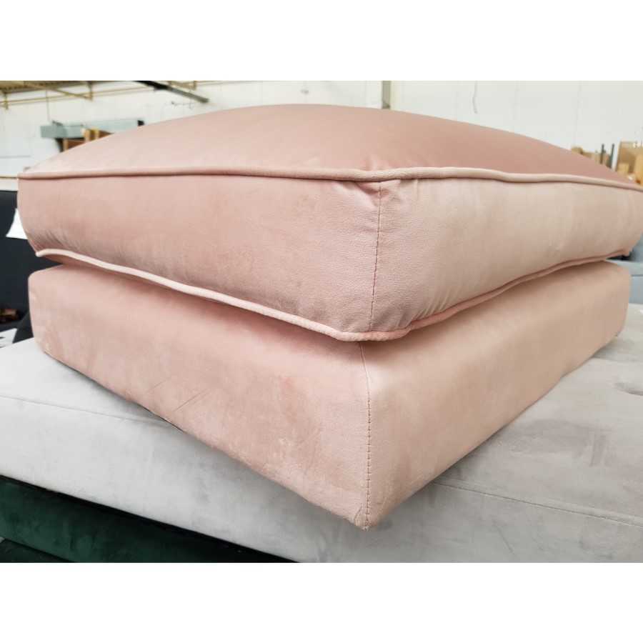 GRADE A2 - Light Pink Velvet Footstool - Payton