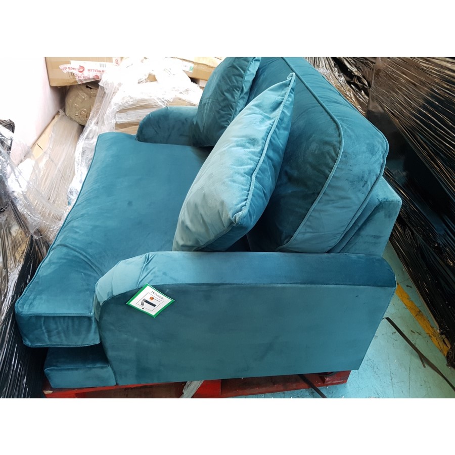 GRADE A2 - Teal Blue Velvet Loveseat - Payton