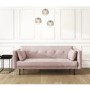 GRADE A1 - Velvet Sofa Bed in Baby Pink with Buttons - Seats 3 - Rory