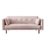 Velvet Sofa Bed in Baby Pink with Buttons - Seats 3 - Rory