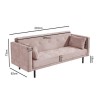GRADE A2 - Velvet Sofa Bed in Baby Pink with Buttons - Seats 3 - Rory