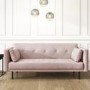 GRADE A1 - Velvet Sofa Bed in Baby Pink with Buttons - Seats 3 - Rory