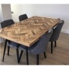 Herringbone Dining Table in Solid Mango Wood - Seats 6-8 - Arno