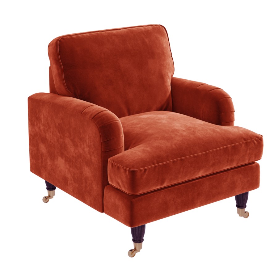 GRADE A2 - Sunset Orange Velvet Armchair - Payton