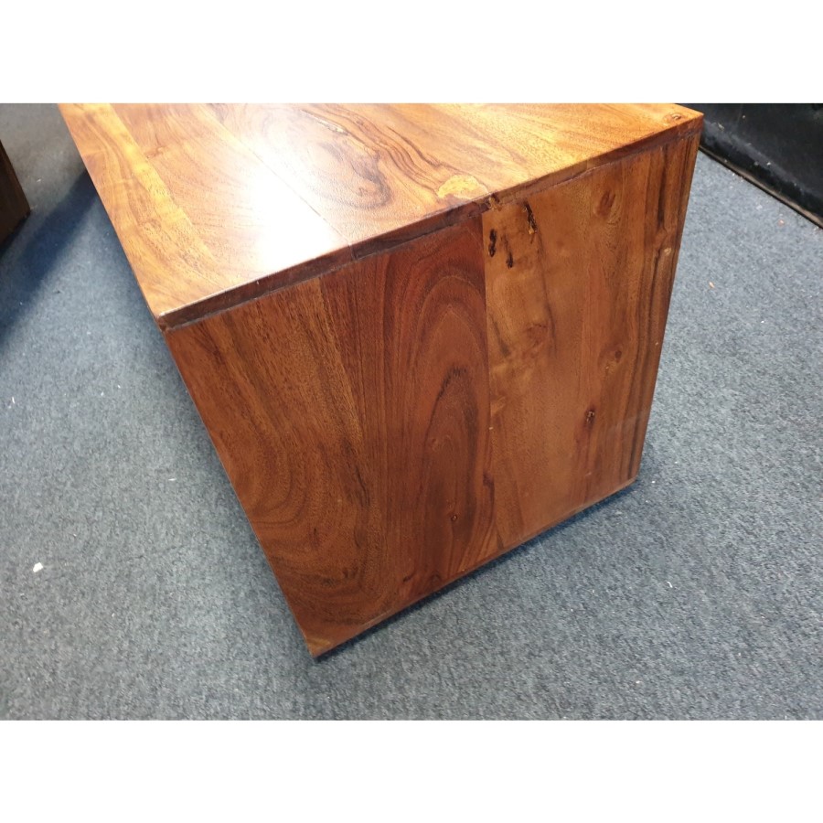 GRADE A2 - Large Dark Wood TV Stand Mid Century - TV's up to 55" - Freya