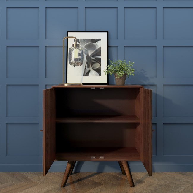 GRADE A1 - Small Sideboard in Dark Wood with 2 Doors - Freya