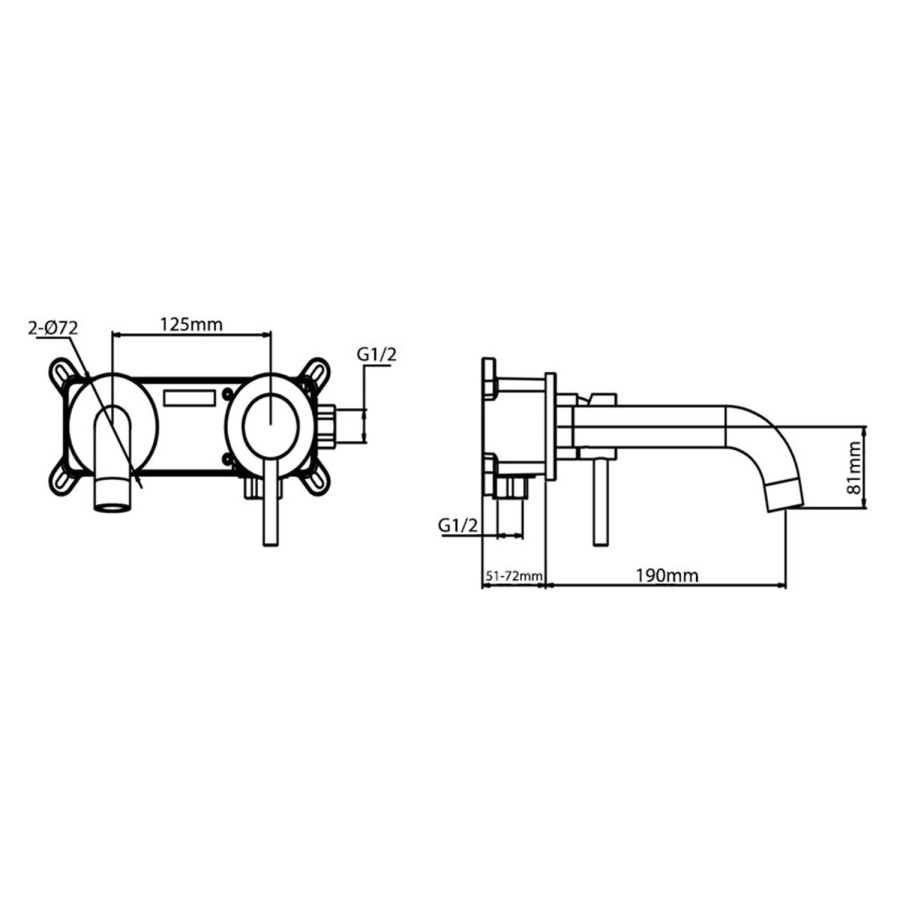 Wall Mounted Black Basin Mixer Tap - Arissa