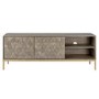 GRADE A2 - Grey Mango Wood TV Unit with Storage Shelves - TV's up to 55" - Alice