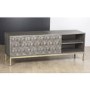 GRADE A2 - Grey Mango Wood TV Unit with Storage Shelves - TV's up to 55" - Alice