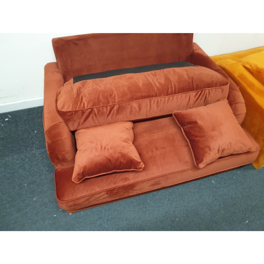 GRADE A2 - Burnt Orange Velvet Loveseat - Payton