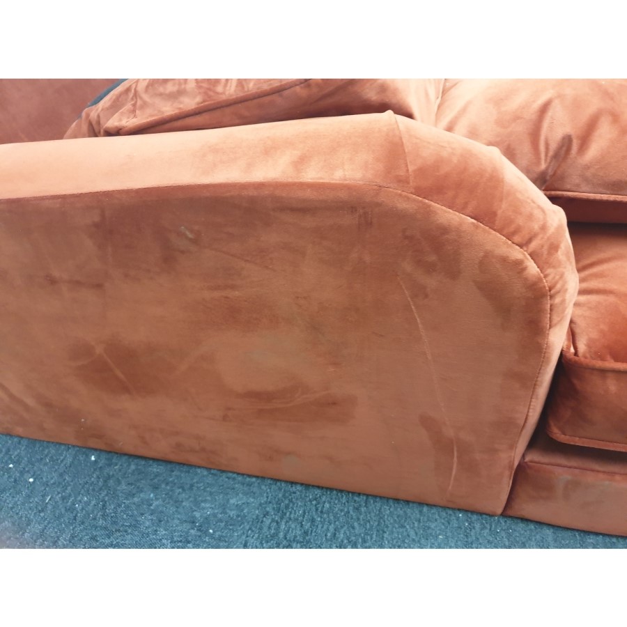 GRADE A2 - Burnt Orange Velvet Loveseat - Payton