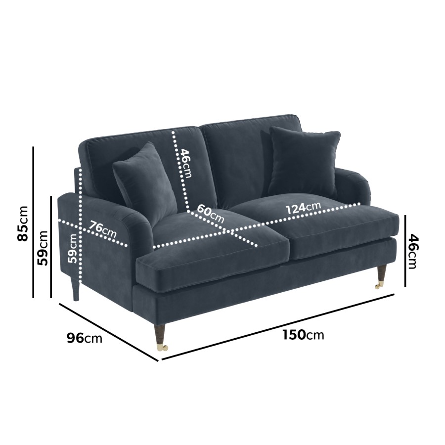 GRADE A2 - Payton Dark Blue Velvet 2 Seater Sofa
