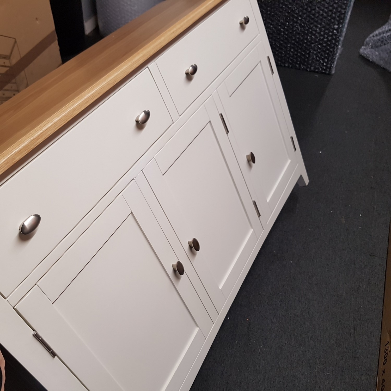 GRADE A2 Bourton 3 Door Sideboard in White and Light Oak Furniture123