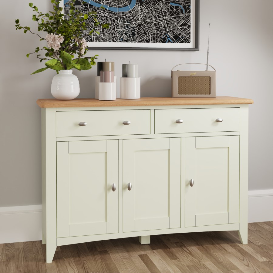 Bourton 3 Door Sideboard in Cream and Light Oak