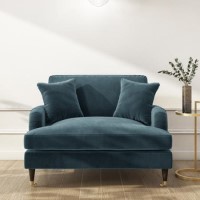 GRADE A2 - Payton Petrol Blue Velvet Loveseat