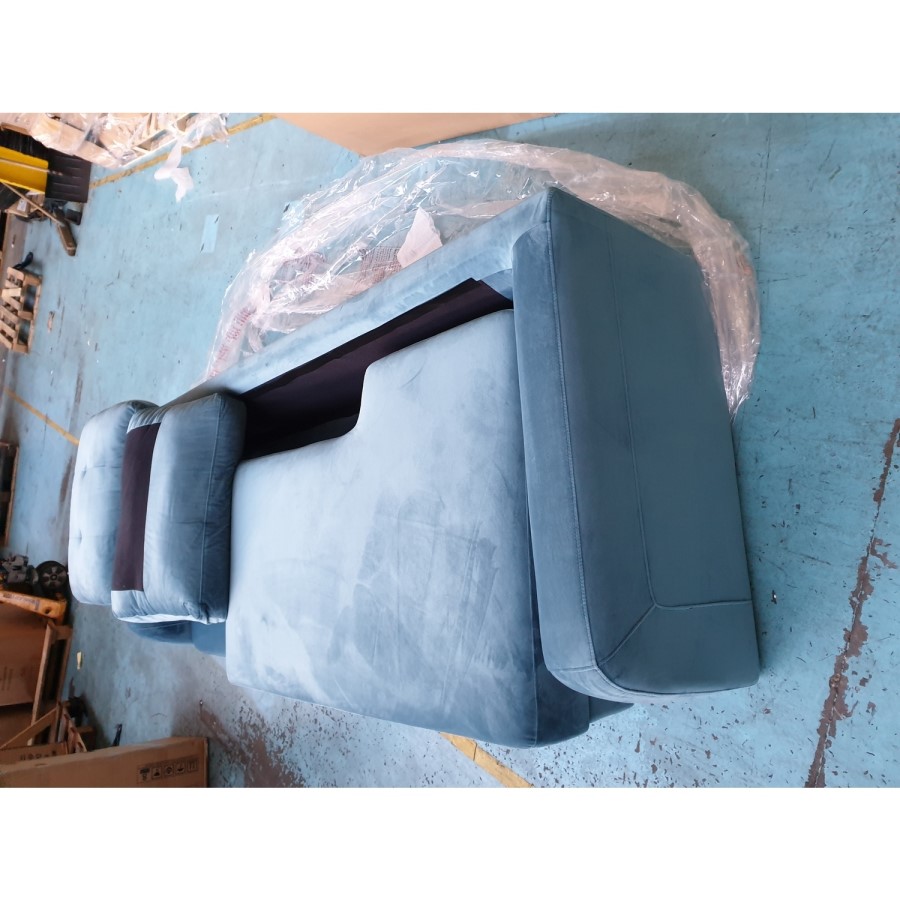 GRADE A2 - Teal Blue L Shaped Sofa Bed in Velvet  - Right Hand Facing - Sutton