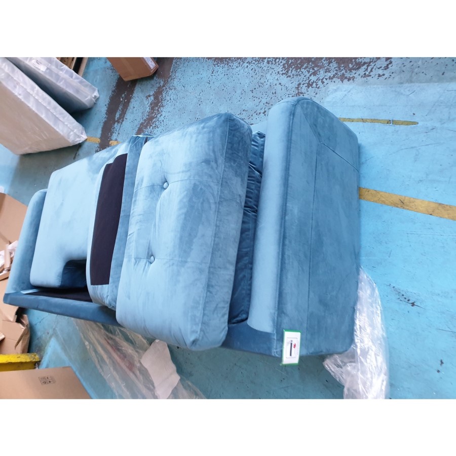 GRADE A2 - Teal Blue L Shaped Sofa Bed in Velvet  - Right Hand Facing - Sutton