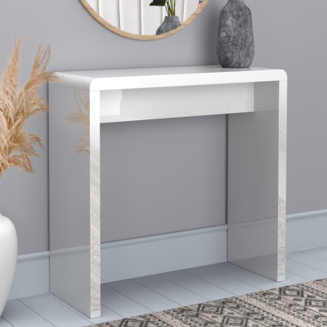 Slim Gloss Console Table in White  - Tiffany