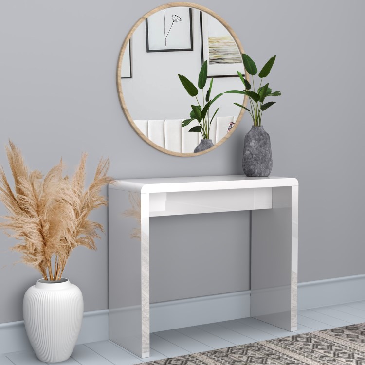 Slim Gloss Console Table in White  - Tiffany